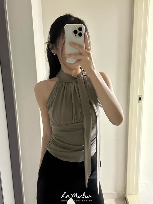 知性風綁帶削肩背心